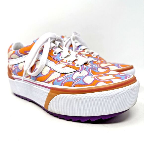 Vans Old Skool Stackform UV Activated Ink Peace Platform Sneakers Women Sz 7.5 - Picture 2 of 12